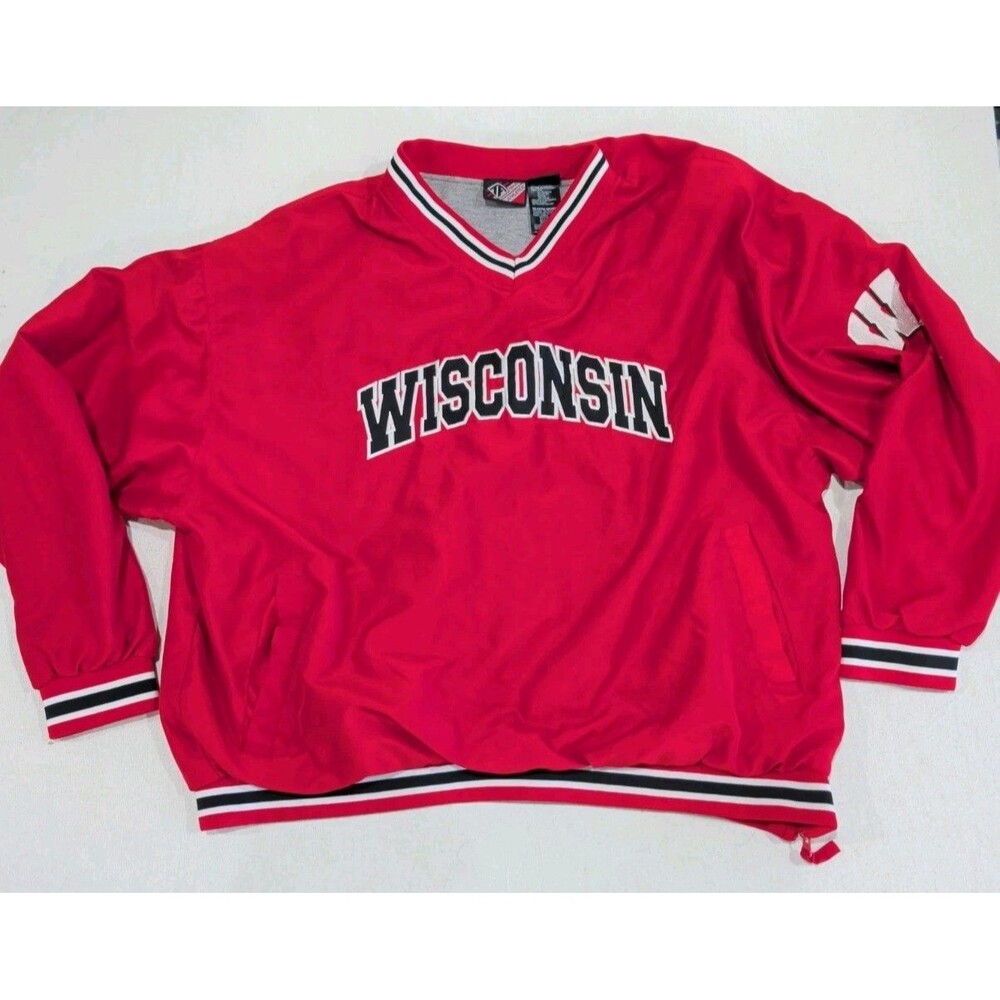 Vintage Wisconsin Badgers Pullover Lined Team Athletics Jacket Adult Size XL